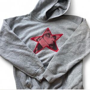 Gray Billie Eilish Hoodie with Red Star Graphic